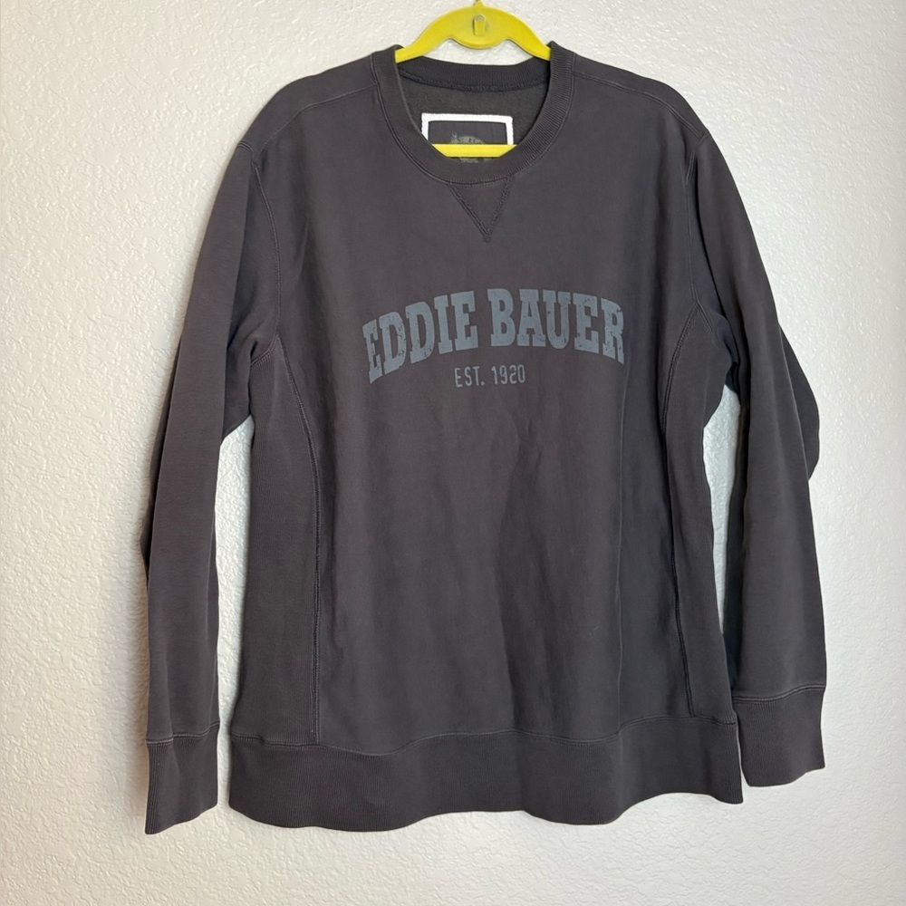 Eddie Bauer Swetshirt Pull Over Grey Gray Men XL Outdoor Hiking Casual Logo